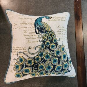 Pier 1 Cream and Blue Accent Pillow